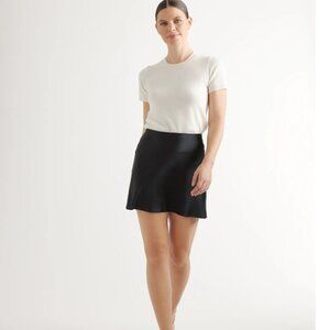 Black Silk Miniskirt Quince Size Small NWT